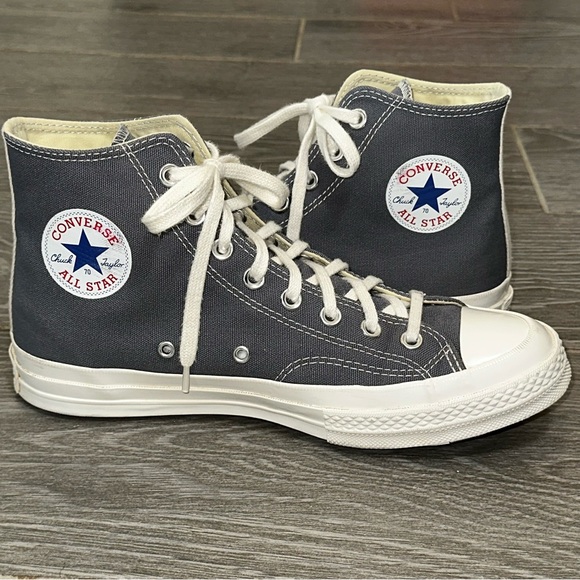🛑SOLD - Converse X CDG Comme Des Garcons Play Chuck Taylor 70 Hi Steel Gray Men - Picture 4 of 16
